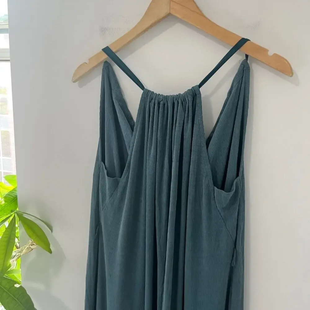 Anthropologie HD in Paris Blue Ribbed Jacinta Jumpsuit Size XS